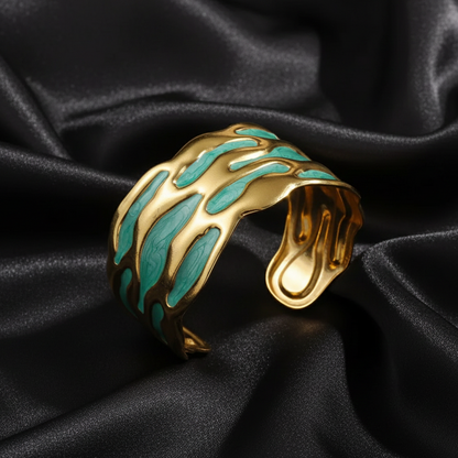Green Coral Wave Teen Cuff Bracelet