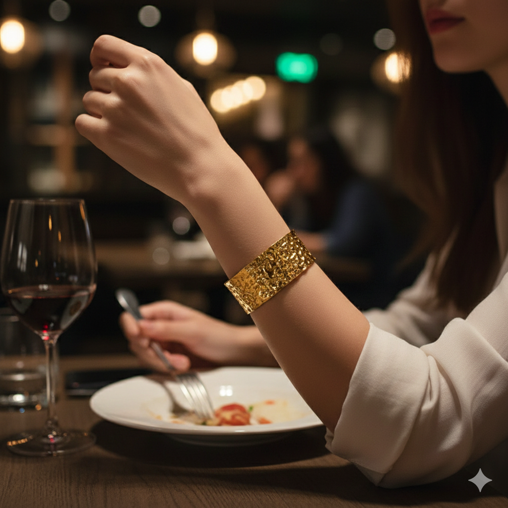 Hammered Glow Teen Gold Cuff