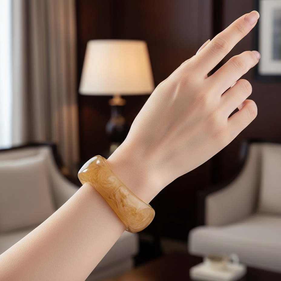 Honey Swirl Acrylic Statement Teen Bangle