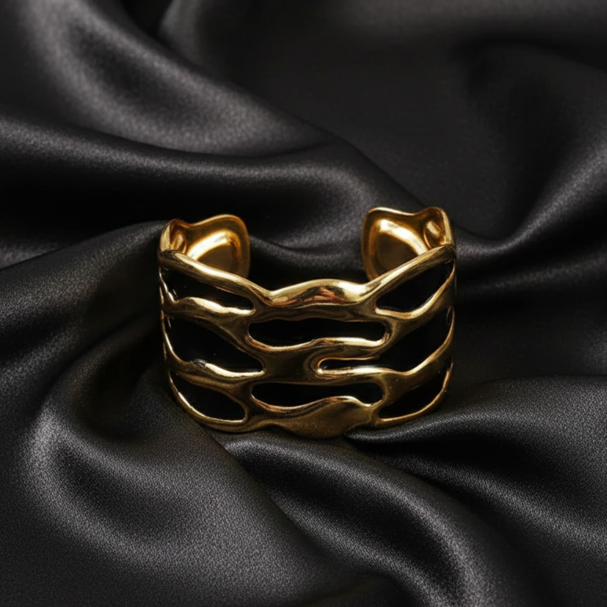 Black Coral Wave Teen Cuff Bracelet