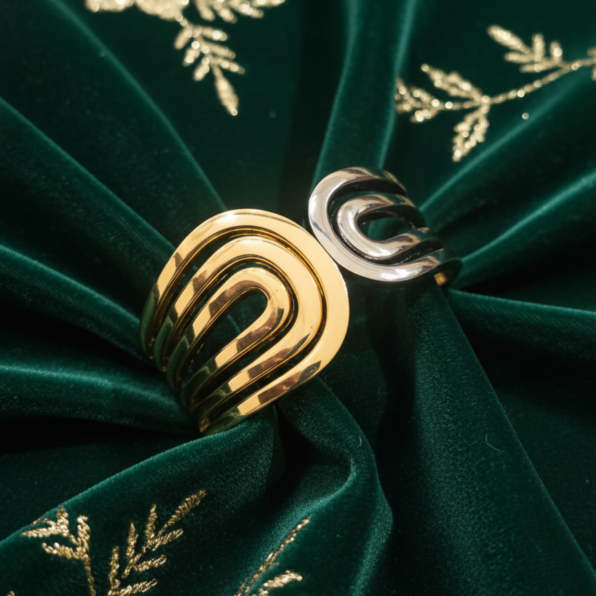 Eternal Arc Dual-Tone Cuff Bracelet