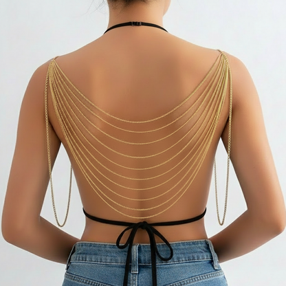 Exotic Drape body chain detail, cascading layered chains