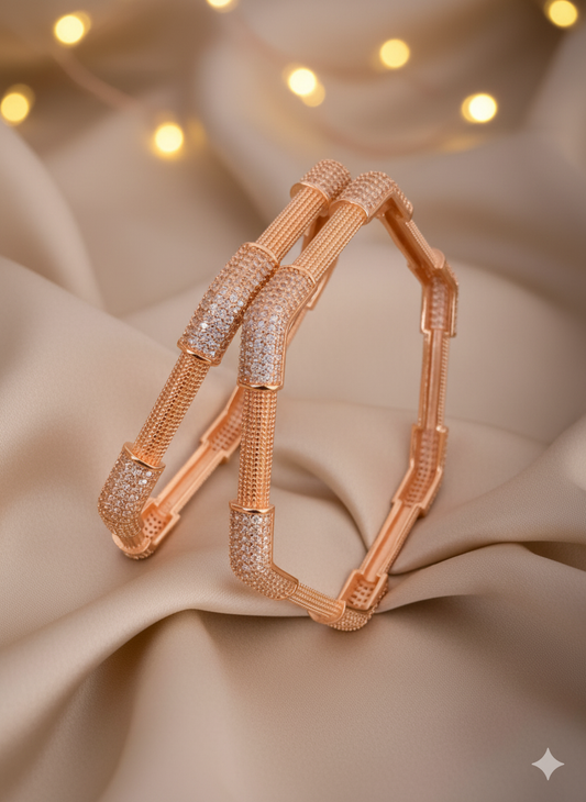 Regal Glow Rose Gold Bangles (Set of 2)