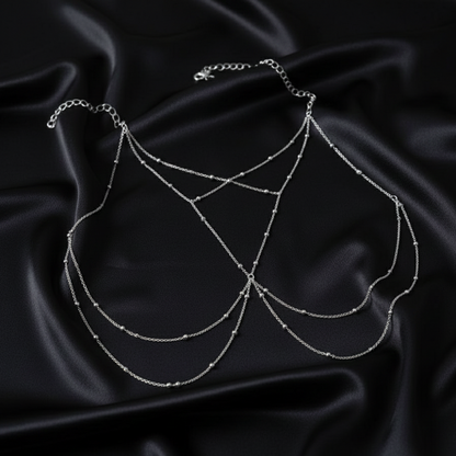 Multi-layer body chain in silver-tone