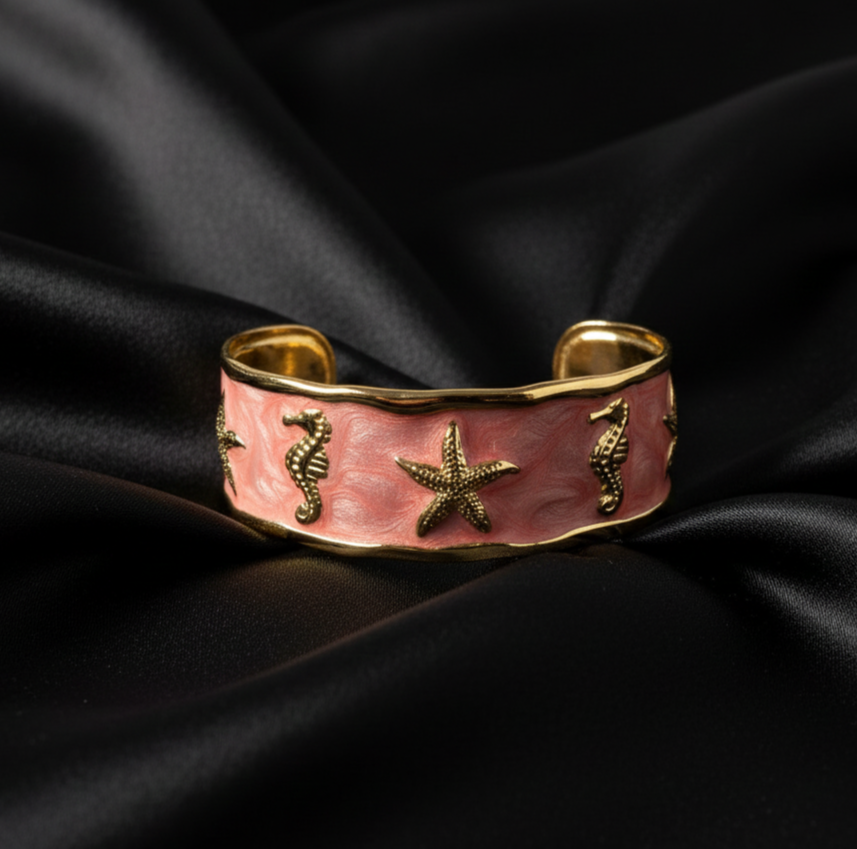 Pink Coral Reef Teen Cuff Bracelet