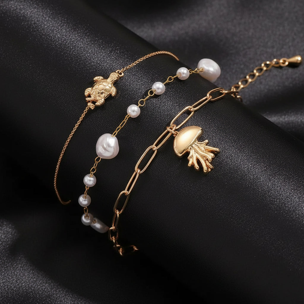 Ocean Pearl Charm Anklet