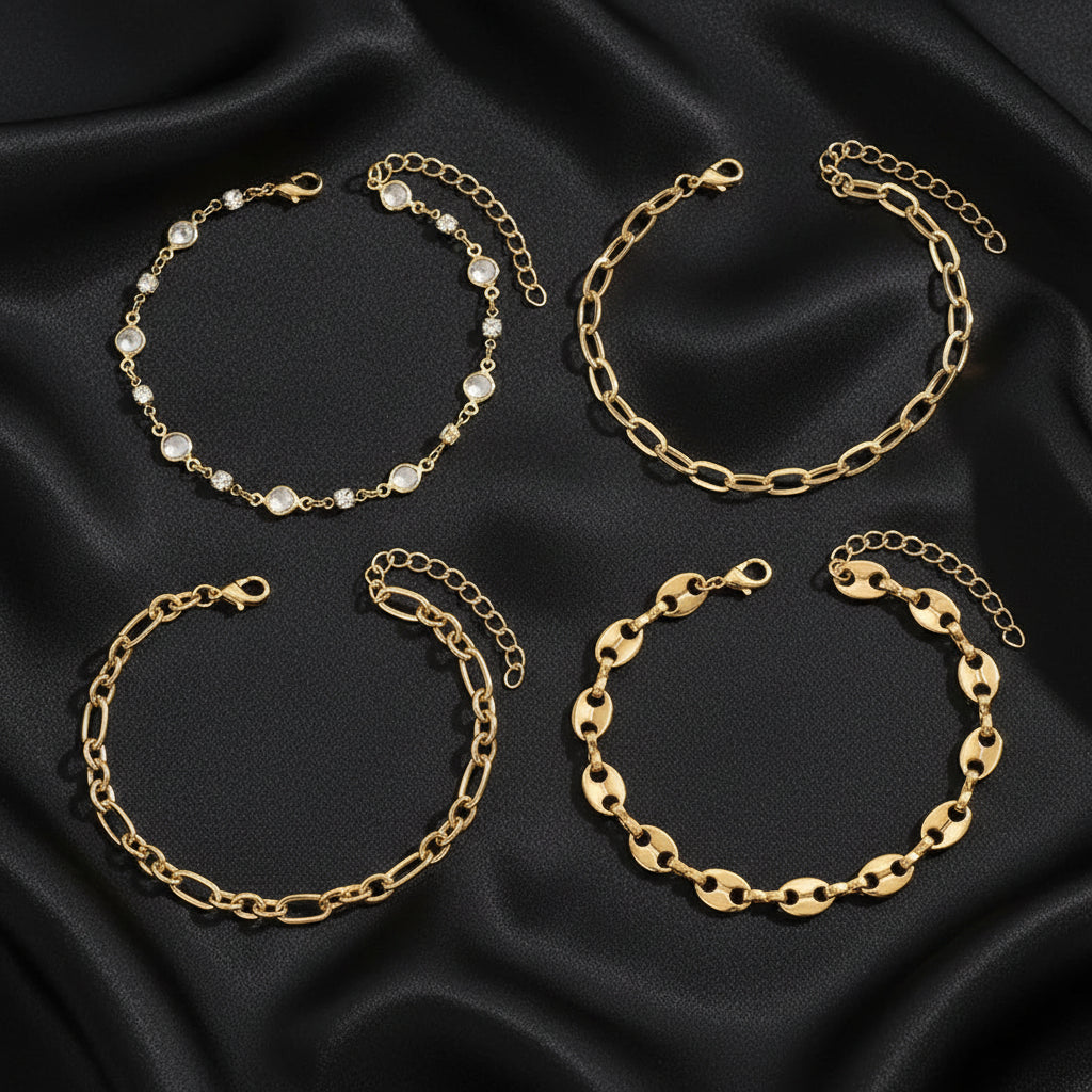 Golden Harmony Layered Anklet Set