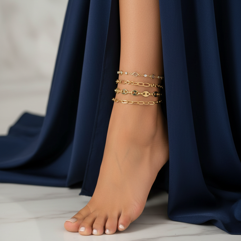Golden Harmony Layered Anklet Set