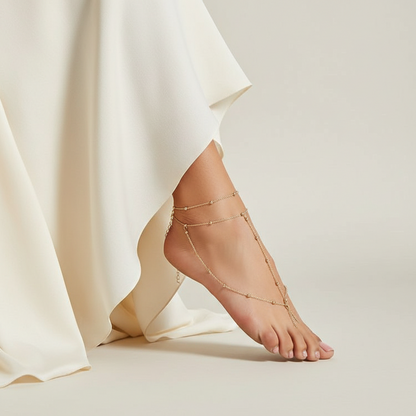 Gold Polished Chain Anklet - for One Foot