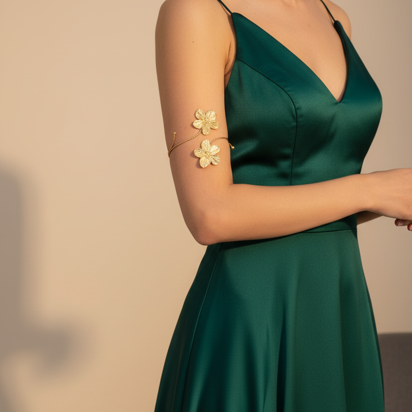 Golden Petal Bloom Arm Cuff