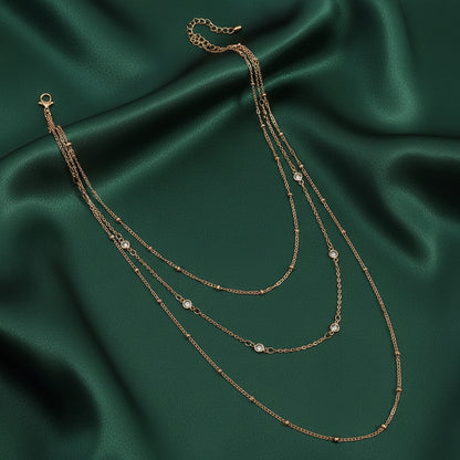 Triple-tier back chain in silver-tone