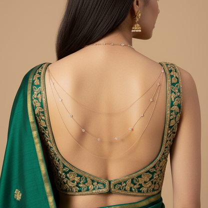 Three-tier crystal back chain worn down the back