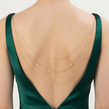 Triple-tier back chain in gold-tone