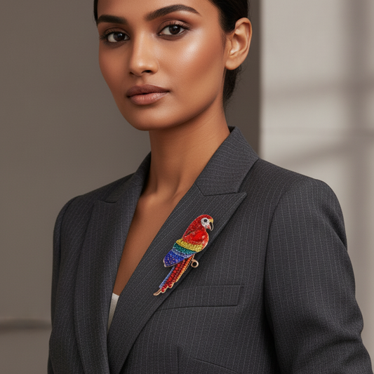 Scarlet Parrot Brooch