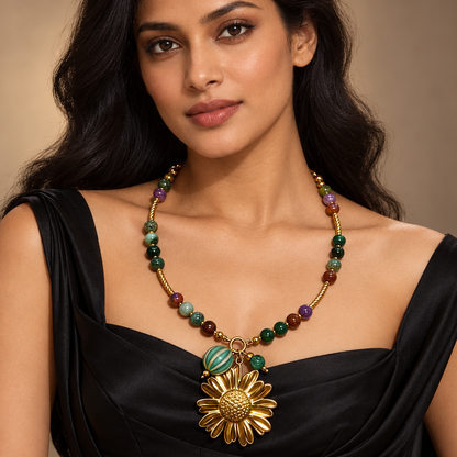 Daisy Natural Stone Statement Necklace