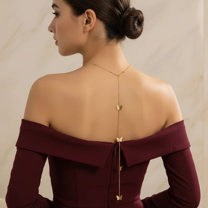 Butterfly Back body chain with cascading butterfly motifs