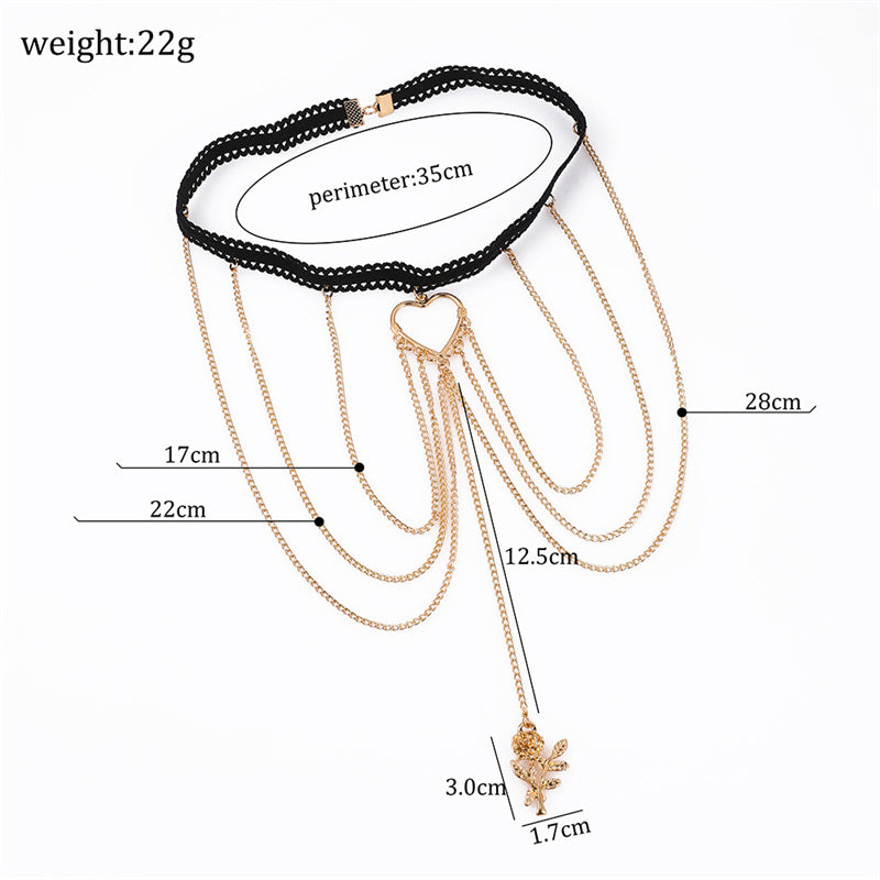 Rose & Heart Drape Thigh Chain