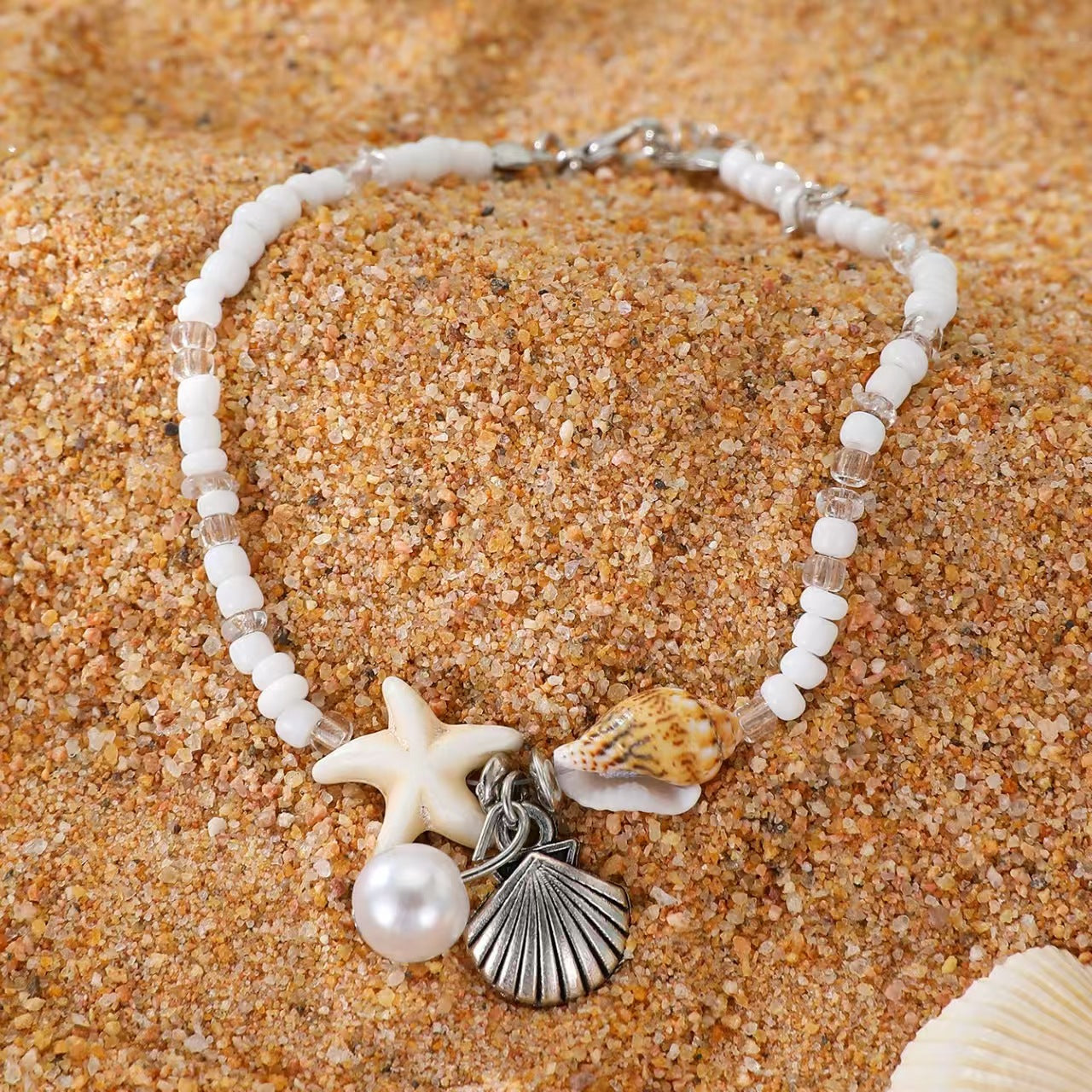 Sea Charm Beaded Anklet