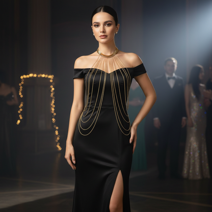 Party Look with the Gilded Body Chain - Reevatara.com