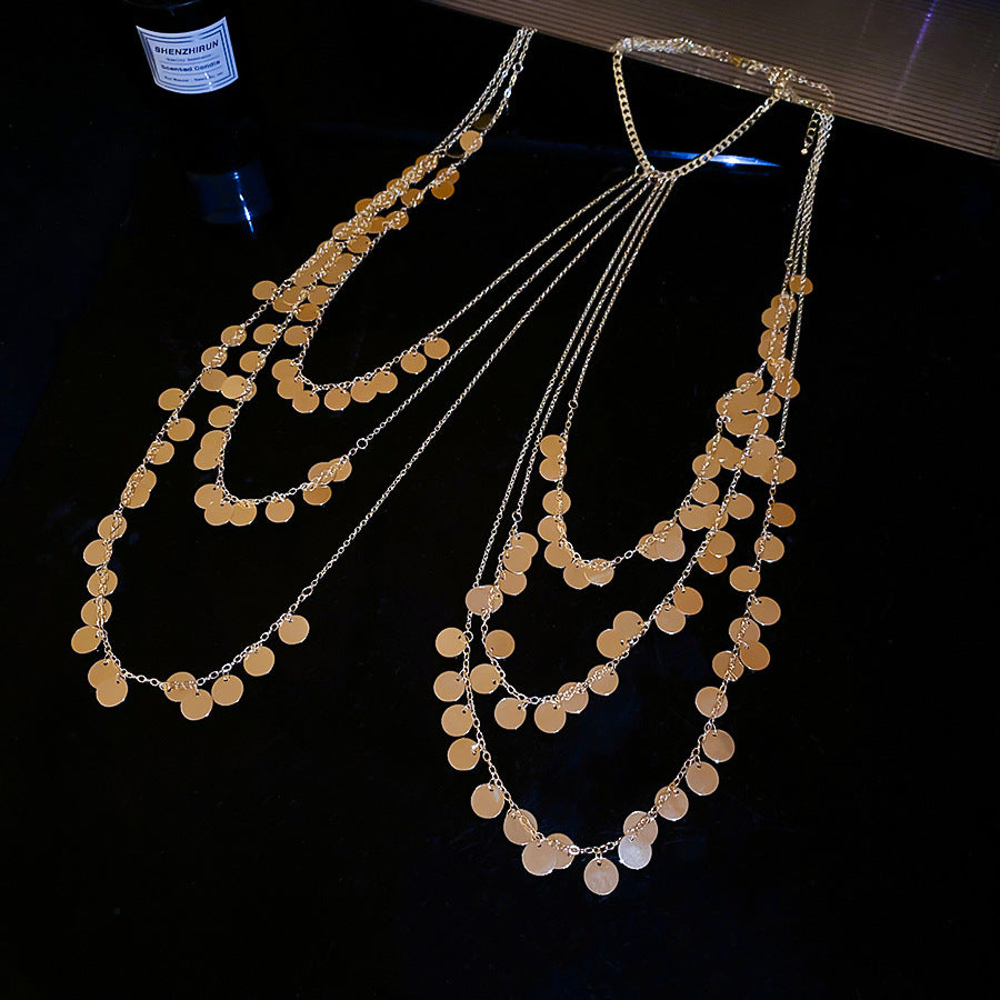 Siyana Gold Sequin Draped Body Chain