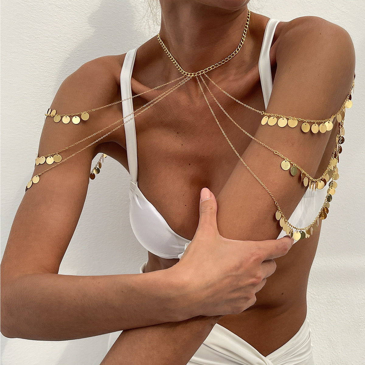 Siyana Gold Sequin Draped Body Chain