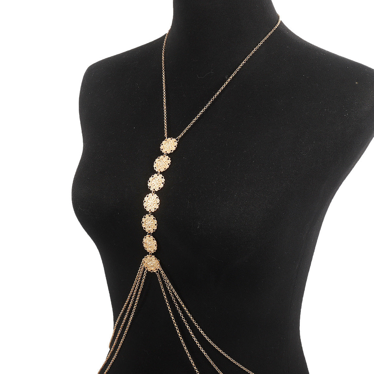 Golden Medallion Draped Body Chain