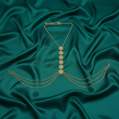 Medallion body chain by ReevaTara in gold-tone and silver-tone