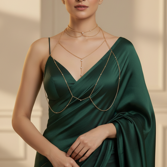 Crystal Embrace two-piece set, a crystal choker with a body chain