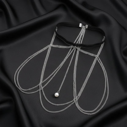 Lace band thigh chain styled for resort wear
