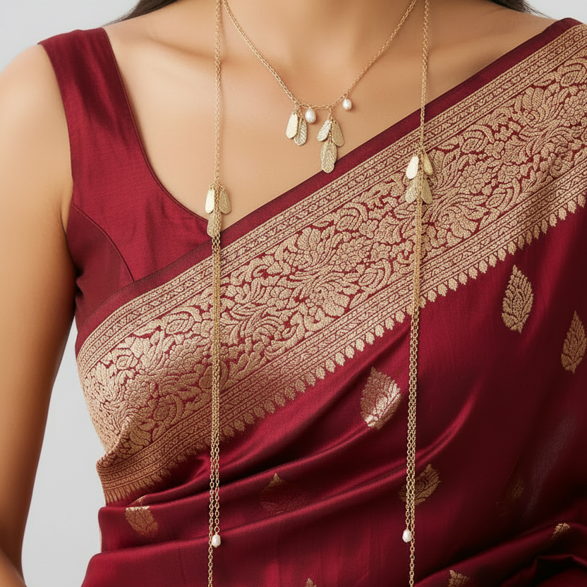 Pearl Leaf Cascade Bodychain