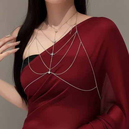 Celestial Prism harness body chain with geometric crystal accents