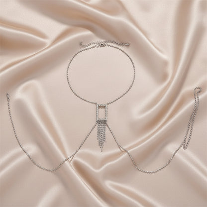 Rhinestone body chain in gold-tone