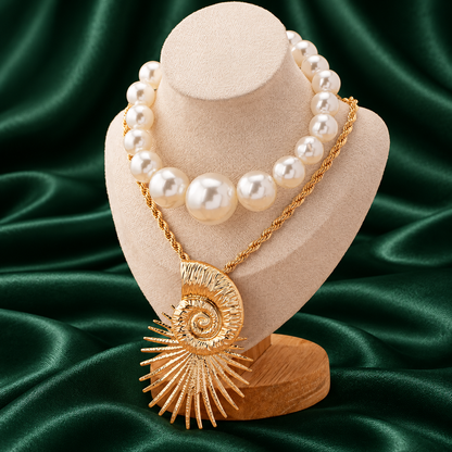 Ocean Muse Conch & Pearl Necklace