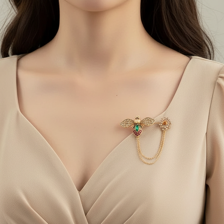 Regal Bee Drape Brooch