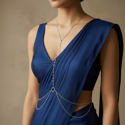 Crystal Orbit body chain by ReevaTara, worn front or back