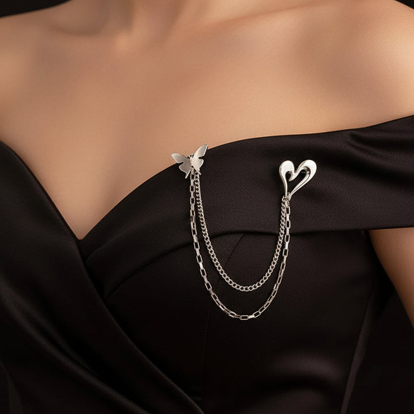 Butterfly Heart Drape Brooch