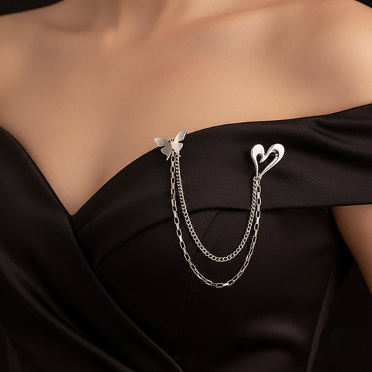 Butterfly Heart Drape Brooch