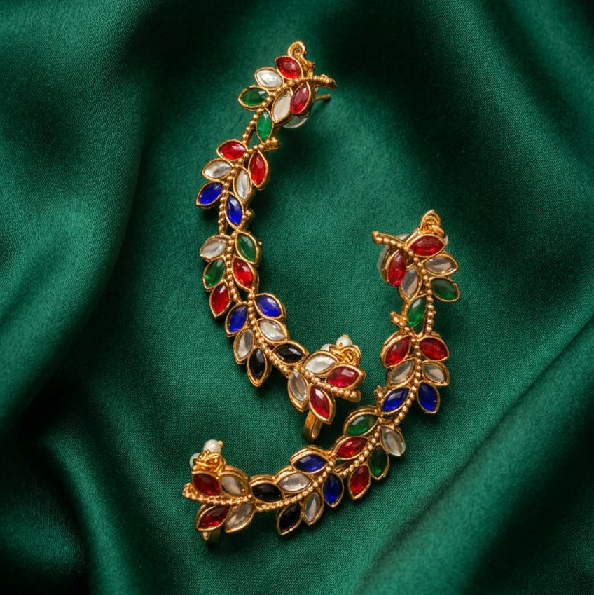 Rangavalli Multicolour Leaf Ear Cuffs | Pair