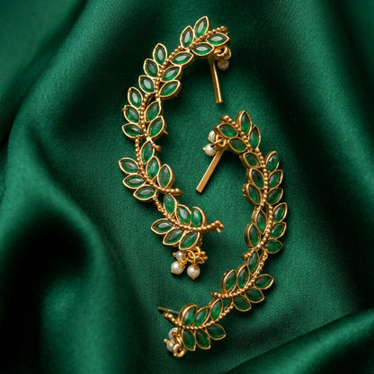 Harita Green Leaf Ear Cuffs | Pair
