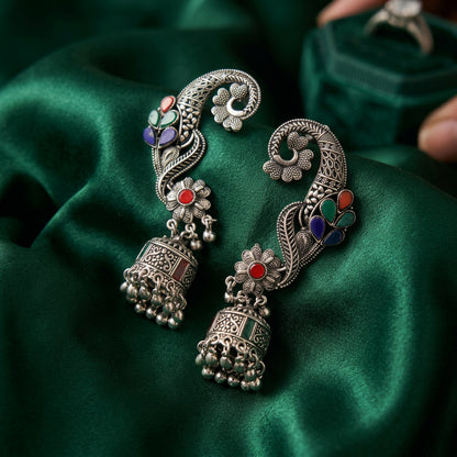 Rangoli Bloom Jhumka Ear Cuffs | Pair