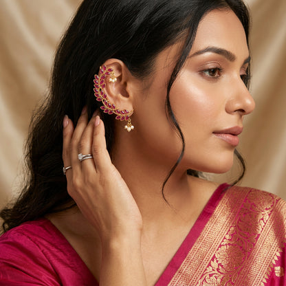 Gulika Pink Leaf Ear Cuffs | Pair