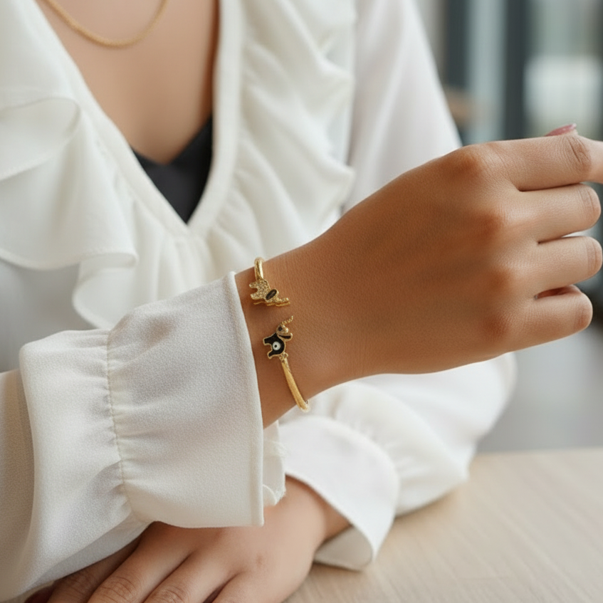 Ele Charm Evil Eye Bracelet