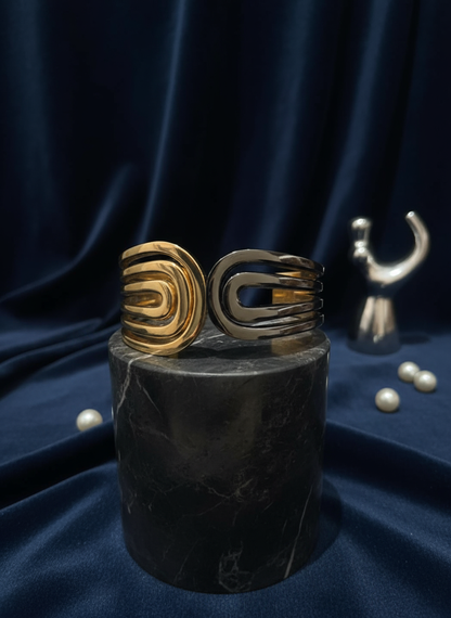 Eternal Arc Dual-Tone Cuff Bracelet