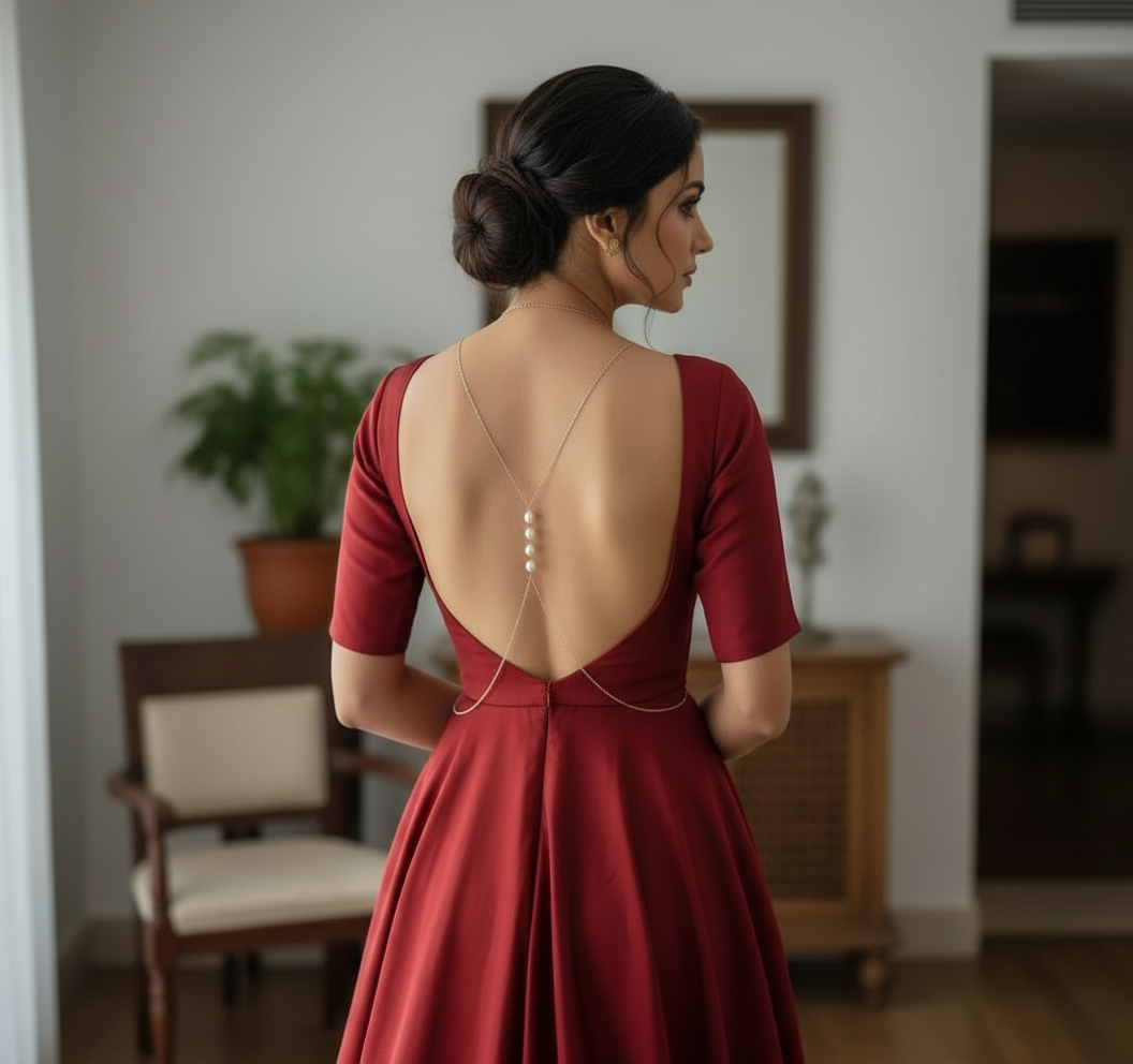 Elegant Pearl Draped Back Chain