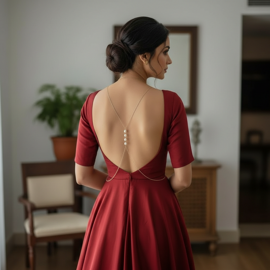 Elegant Pearl Draped Back Chain