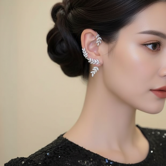 Silver Leaf Cascade Ear Cuff