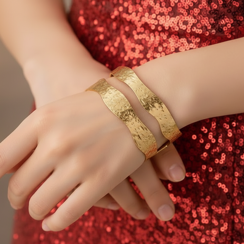 Wavy Luxe Teen Gold Cuff Bracelet