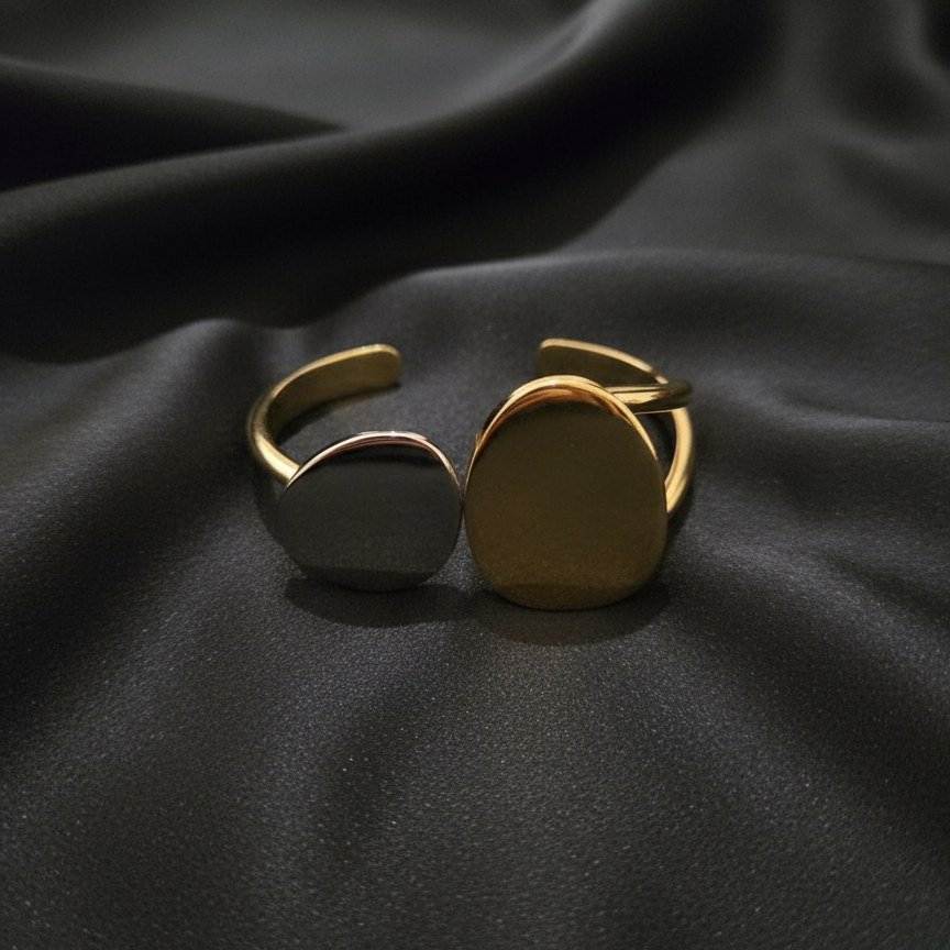 Golden Dual Stone Cuff Bracelet