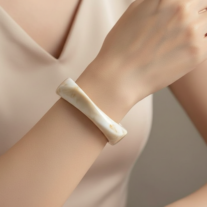 Ivory Swirl Acrylic Teen Bangle