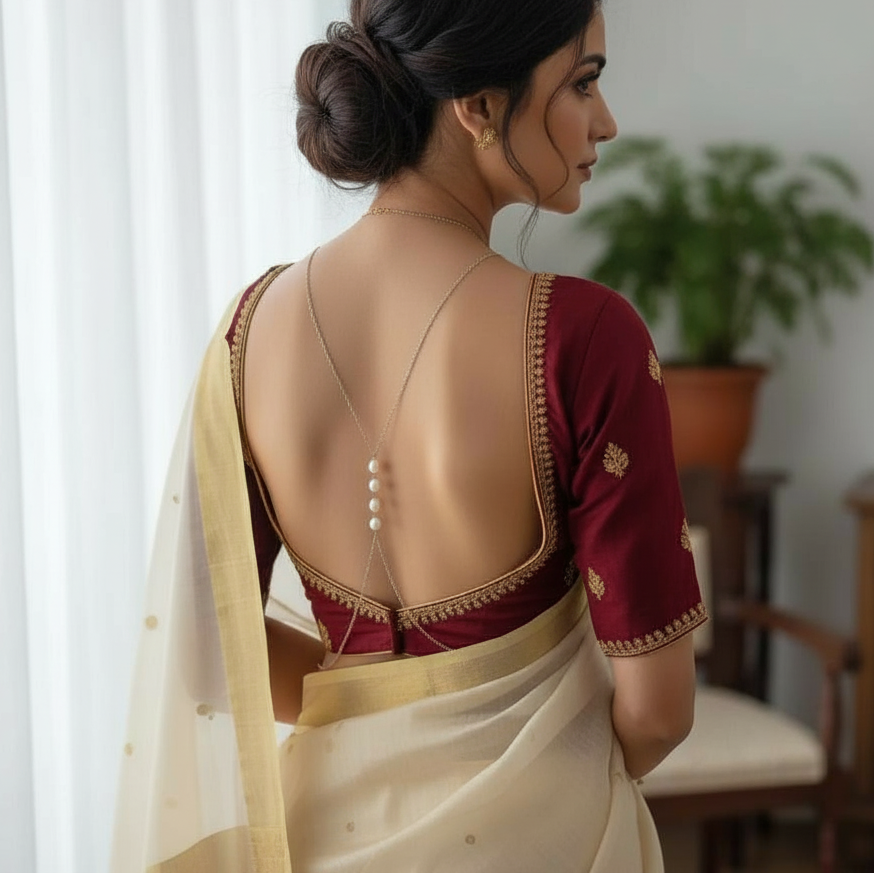 Elegant Pearl Draped Back Chain